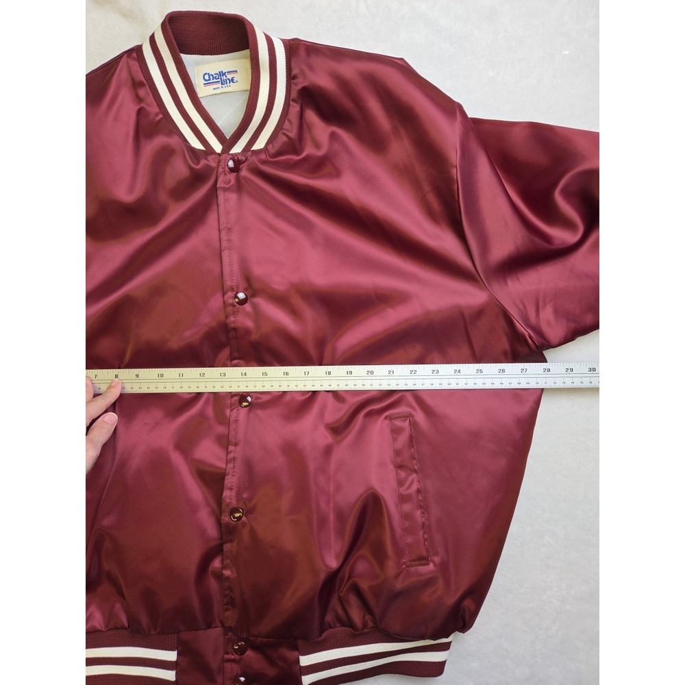 Texas A&M Aggies Vintage 80s Chalk Line Satin Bomber Jacket Maroon Red XXL USA - Picture 6 of 10